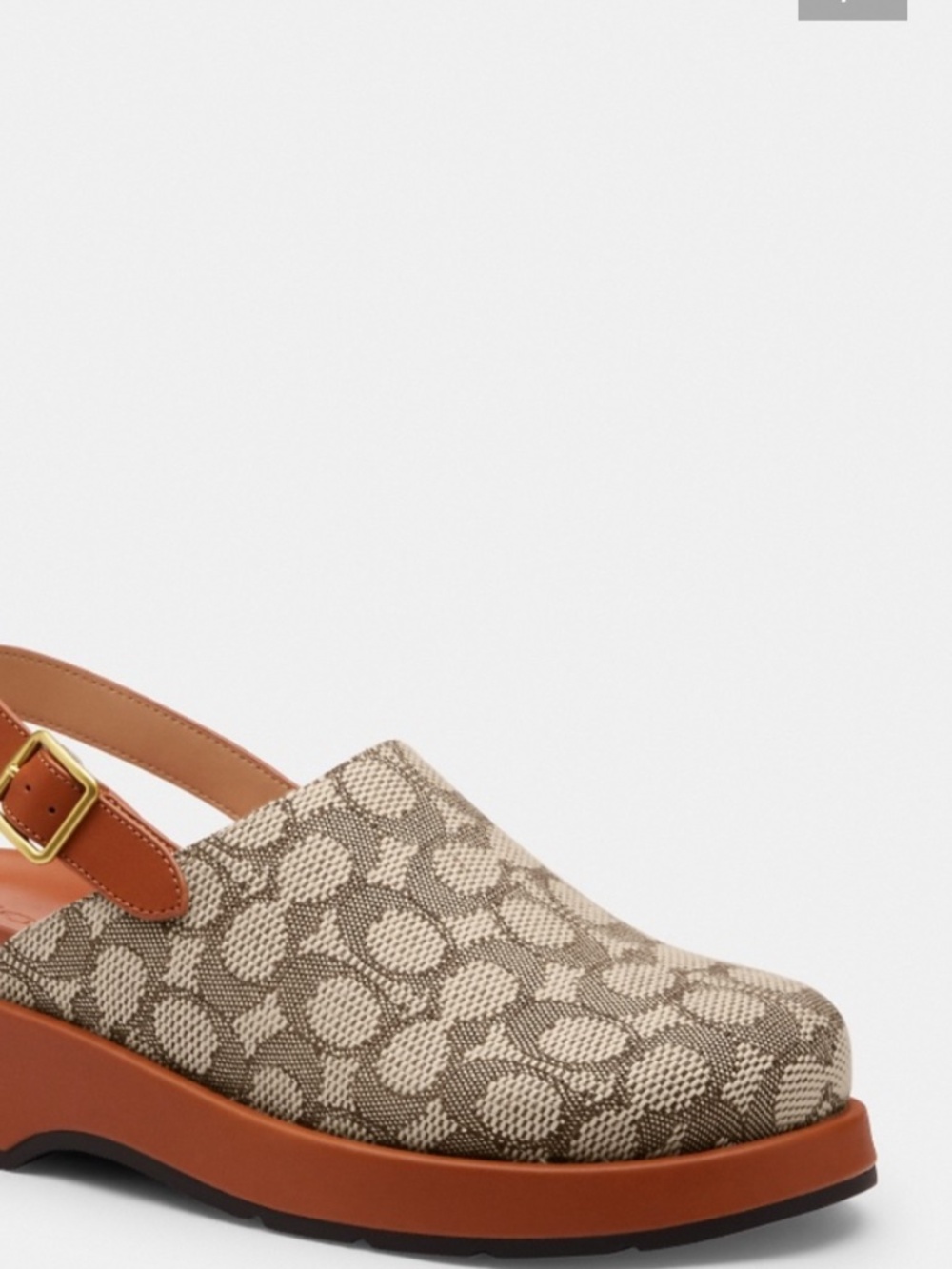Authentic Coach Sculpted C Platform Clog In Signature Textile Jacquard